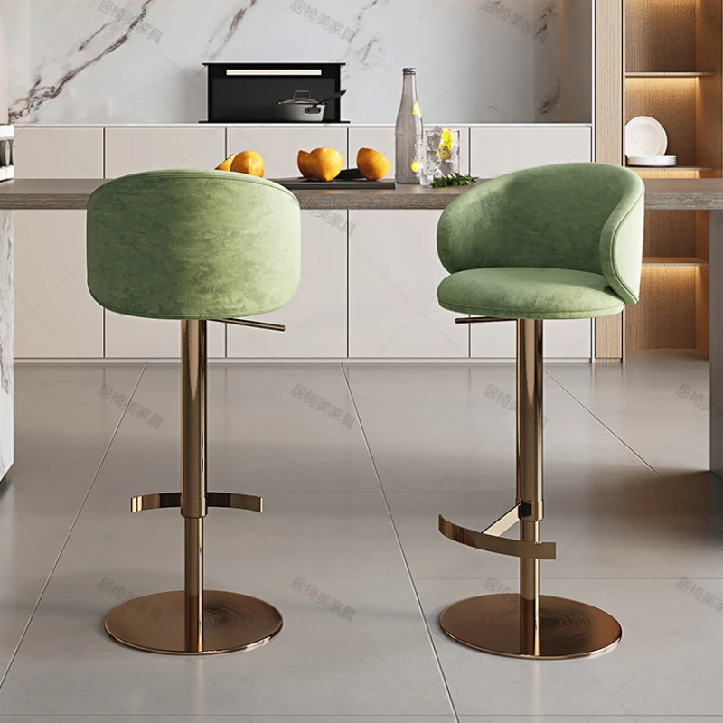 Rattan Furniture Luxury Counter Stools Bar Swivel Stool High Chair Kitchen Pink Armchair Table Chairs Green Mid-century Hocker