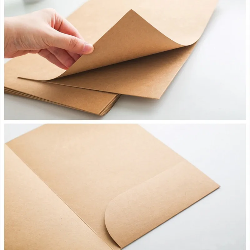 10pcs A4 Kraft Paper File Folder Single Pocket Office Project File Holder Presentation Folder for Class Handouts Business Notes