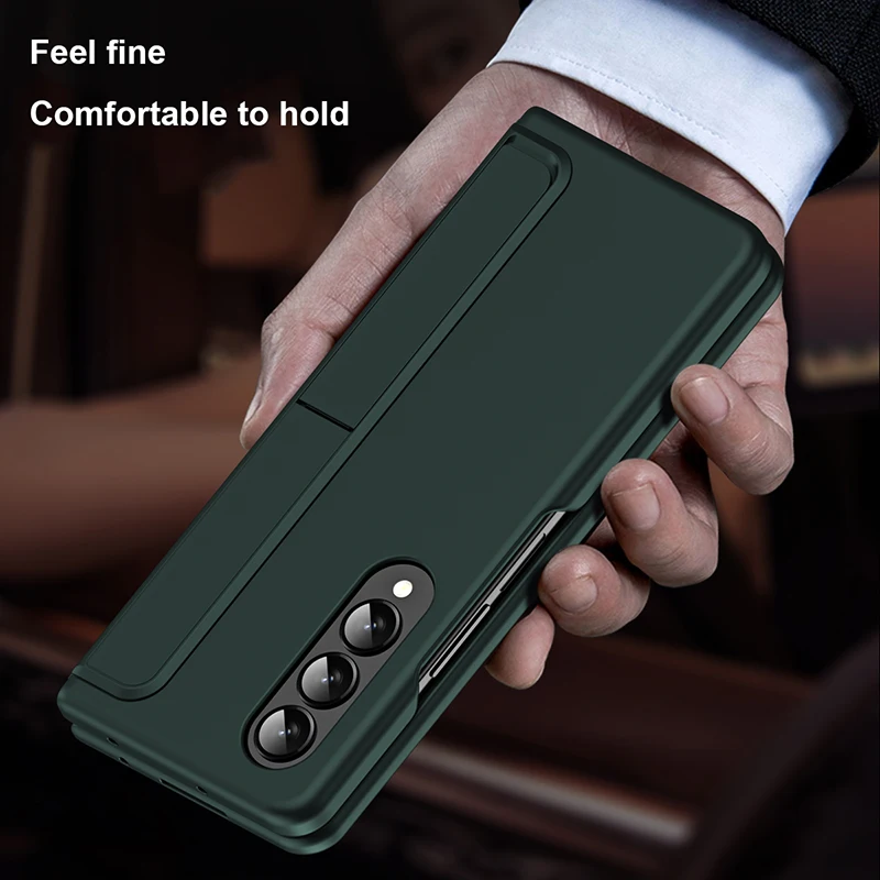 With Stylus Phone Case for Samsung Galaxy Z Fold 3 Z Fold 4 Fold 5 5G Fold3 Fold4 Hidden Bracket Pen Slot 2 in 1 Protective Case