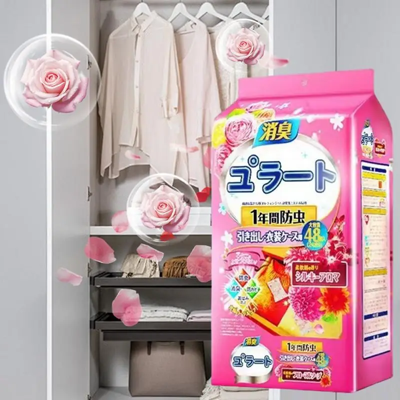 Sachet Bags Scented 48pcs Closet Sachets Scent Bags Fresh Scents Sachet Packets Closet Smell Freshener Dresser Drawer Scents For