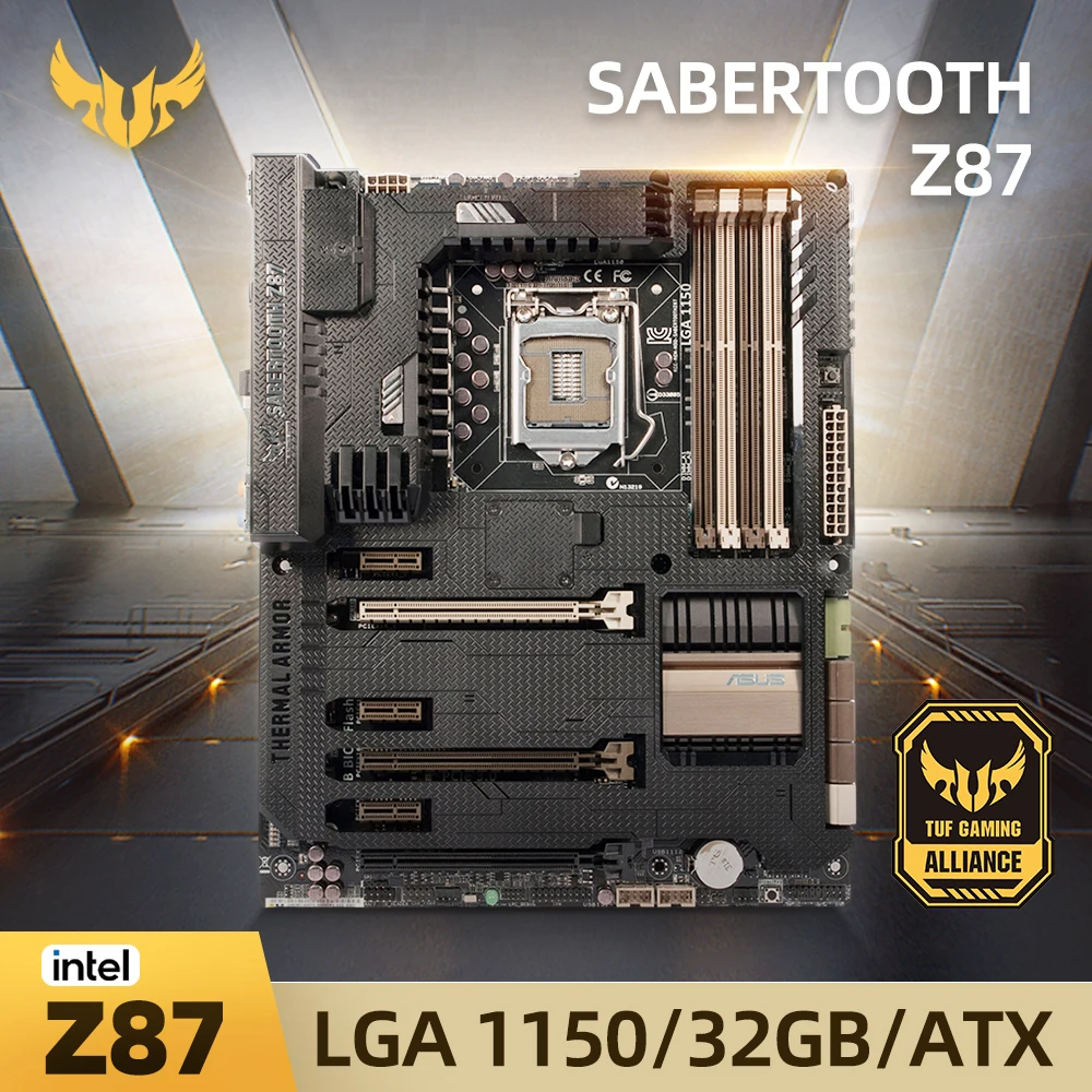 LGA 1150 Asus SABERTOOTH Z87 Motherboard 1150 DDR3 Intel Z87 32GB USB3.0 PCI-E 3.0 SATA III For Core i5 I7 4790 - AliExpress