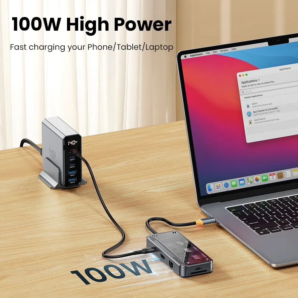 USB C Hub 8 in 1 Type C 3.1 To HDMI-4K Adapter 5GB RJ45 SD/TF Card Reader HUB USB 3.0 100W PD Fast Charge For MacBook Laptop usb c hub usb hub type c adapter hub usb adapter