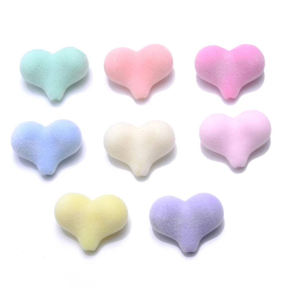 10 stücke Candy Farbe Herz Acryl Perlen Flauschigen Lose Spacer Perlen Für Schmuck Machen DIY Armband Halskette Zubehör 16,5x21mm – Detail 6