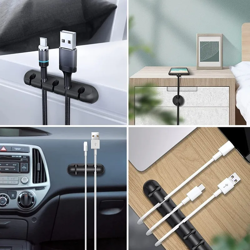 USB Cable Organizer Wire Winder Silicone Tie Fixer Wire Management Cord Clip Office Desktop Phone Cables Holder,cable organizer,cable management bracket