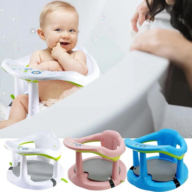 Silla de baño para bebé con ventosas, asiento de soporte antideslizante,  antirollover, amigable con la piel, resistente al calor para bañera, ducha  de 6-18 meses - AliExpress