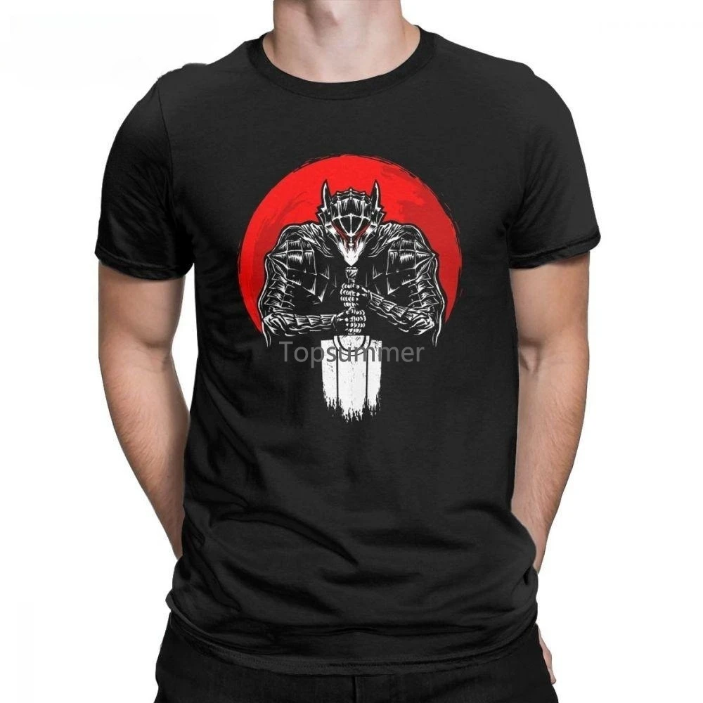

Black Swordsman Berserk T-Shirt Anime Men'S Short Sleeve Tees Cotton T Shirt Retro O-Neck Tops Plus Size Summer Casual Clothes
