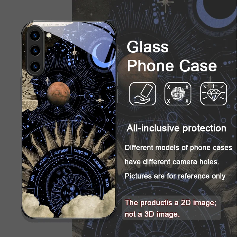 Stylish Stars and Moon Constellations Tempered Glass Phone Case