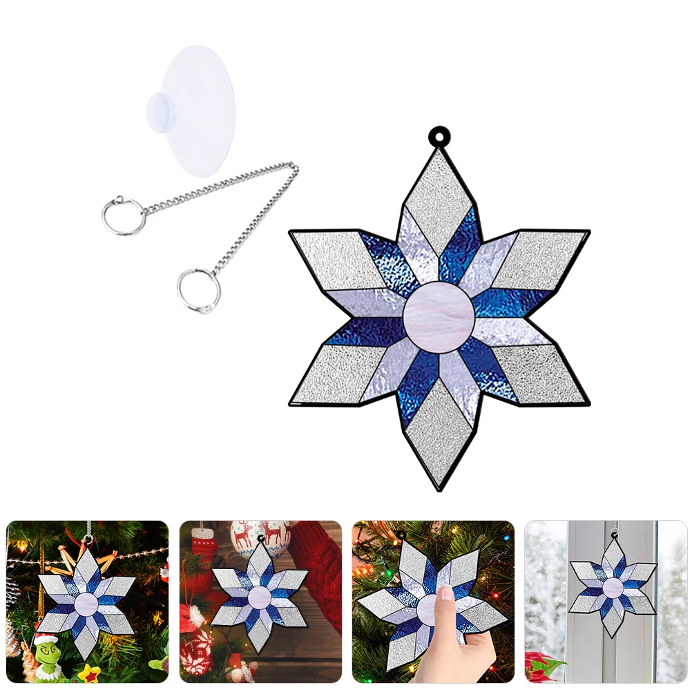 

Christmas Window Porch Home Decoration Acrylic Double Sided Tree Pendant Holiday Ornaments Decorations Snowflake