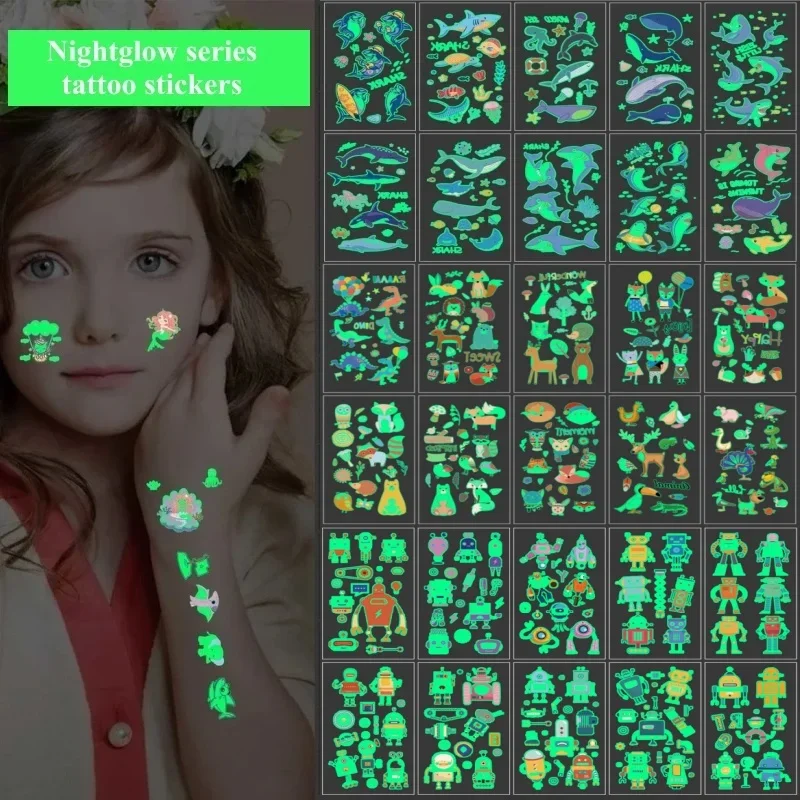 

10 шт./партия, светящиеся в темноте татуировки динозавров для детей