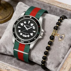 Elegant Quartz Watch with Calendar and Luminous Hands on a Stylish Nylon Strap - No (Silver)