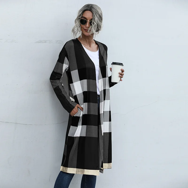 Ladies Long Sleeve Jacket Coat Outwear Spring Autumn Casual Female Women Knitted Long Trench Coat Overcoat Capes Plus Size
