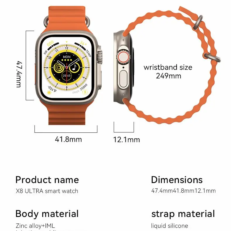 2022 X8 Ʈ Ʈ ġ  ü ġ ũ  ƮϽ ð IP67   ios smartwatch  + 
