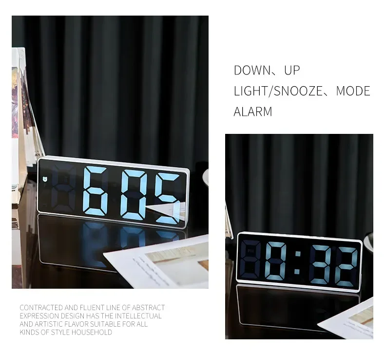 LED Digital Electronic Clock Backlit Large Digital Alarm Clock Temperature Calendar Bedside Table Lamp Night Light Home Decor