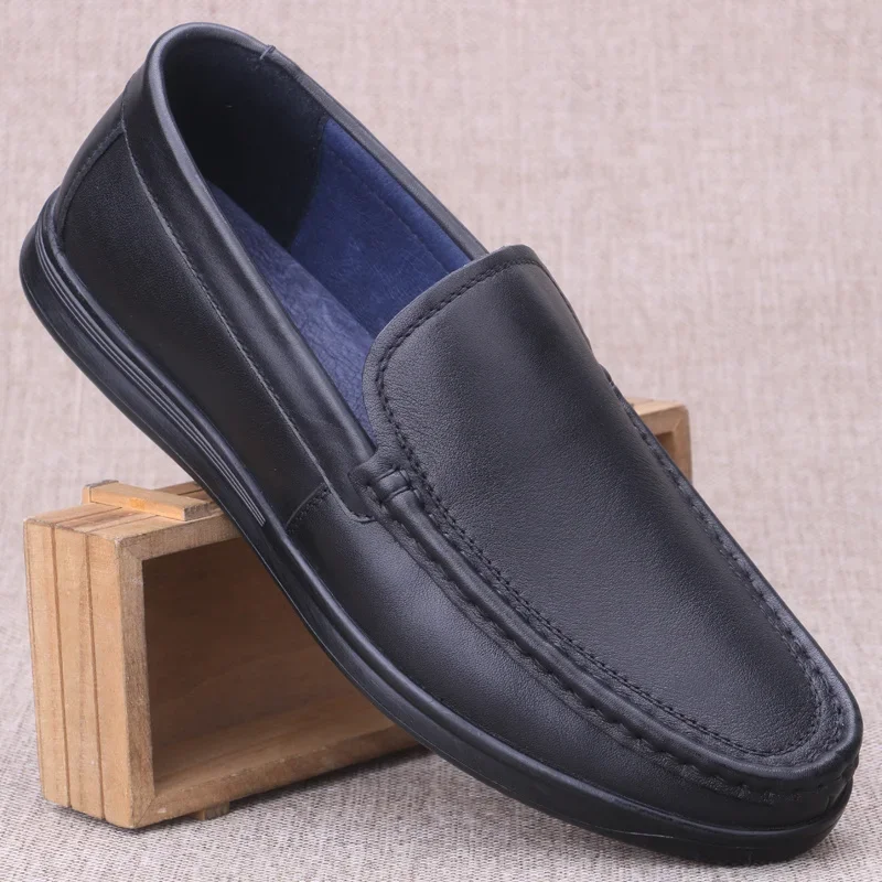 Genuine Leather Men's Business Casual Shoes Breathable Soft Bottom ...