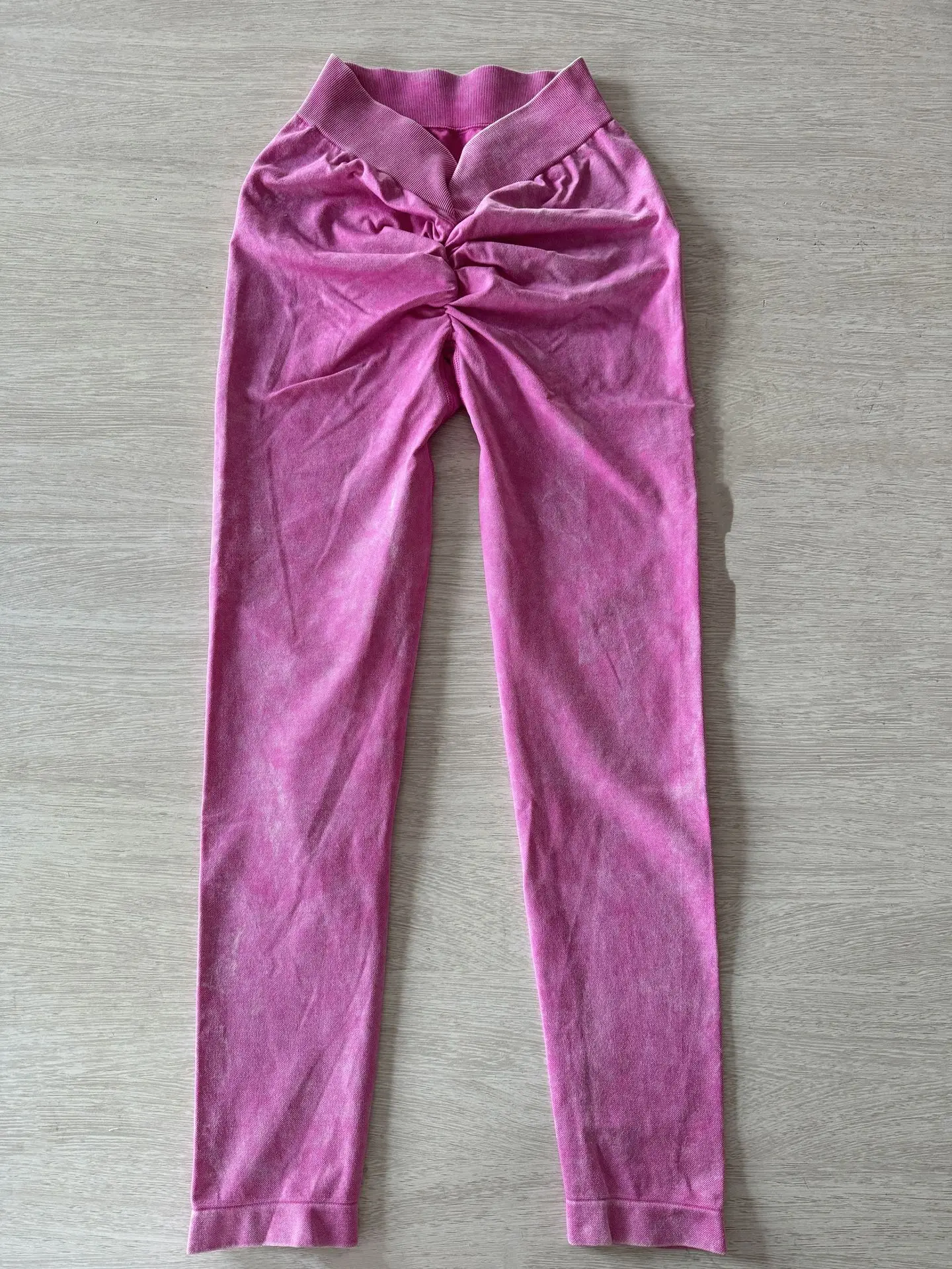 Women BUM Low V-Back Scrunch Butt Leggings Acid Wash Denim Blue Women High Stretch Sports Yoga Pants Gym Cycling leggings