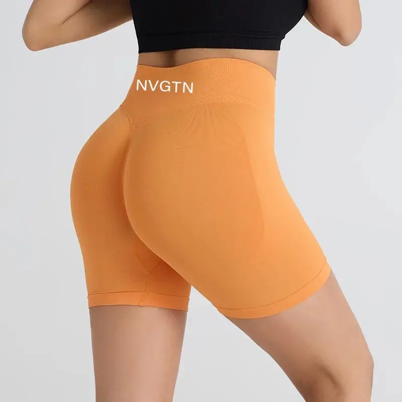 NVGTN Fitness Shorts CONTOUR SHORTS Medium and High Waist Smile Line Face Yoga Fitness Three-point Pants sports shorts running shorts yoga shorts workout shorts seamless shorts