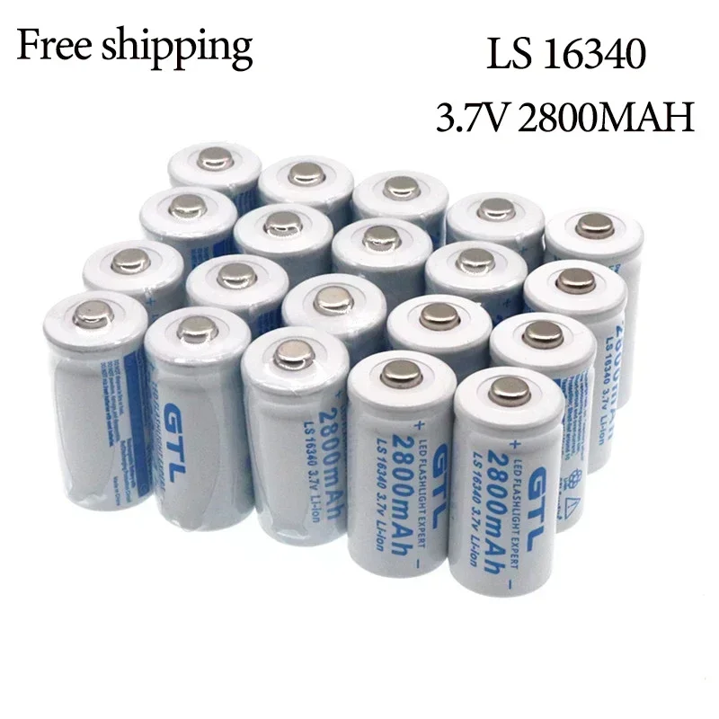 

Free Shipping Rechargeable Battery 3.7V 2800mAh Lithium-ion 16340 Battery CR123A 3.7V CR123 for Laser Pen LED Flashlight Battery