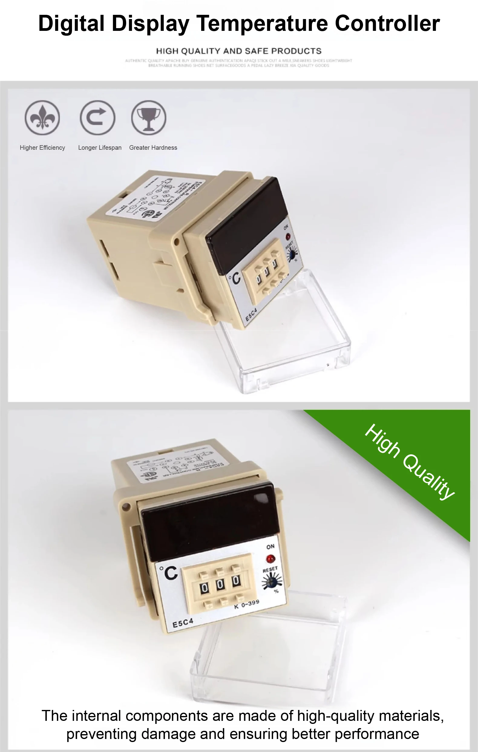 E5C4-R40K Temperature Controller Digital Thermostat 220VAC Relay Output K Type T