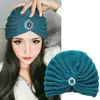 Fashion Winter Warm Hijab Caps Soft Thick Bohemia Turban Diamond Jewelry Wool Knitting Knitted Hats for Women 1