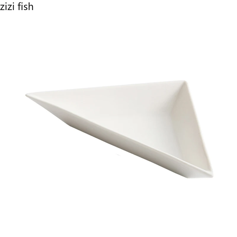Pure White Triangular Ceramic Dinner Plate Dessert Snack Plate Sushi Restaurant Molecular Cuisine Specialty Tableware