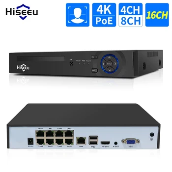 Hiseeu 4CH 10CH 16CH 4K 8MP 5MP POE NVR For POE IP CCTV Surveillance Camera System Kit H.265+ CCTV NVR Audio Video Record ONVIF 1