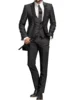 Solid Wedding Men's Suit Slim Fit Peak Lapel Formal Business Groom Tuxedos 3-Piece Jacket +Vest+Pants for Party Prom 1