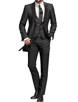 Solid Wedding Men's Suit Slim Fit Peak Lapel Formal Business Groom Tuxedos 3-Piece Jacket +Vest+Pants for Party Prom 1