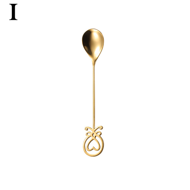 Octopus Spoons Fork Mini Metal Gold Carved Coffee Snacks Fruit Prikkers Dessert Fork Kitchen Tool Teaspoon
