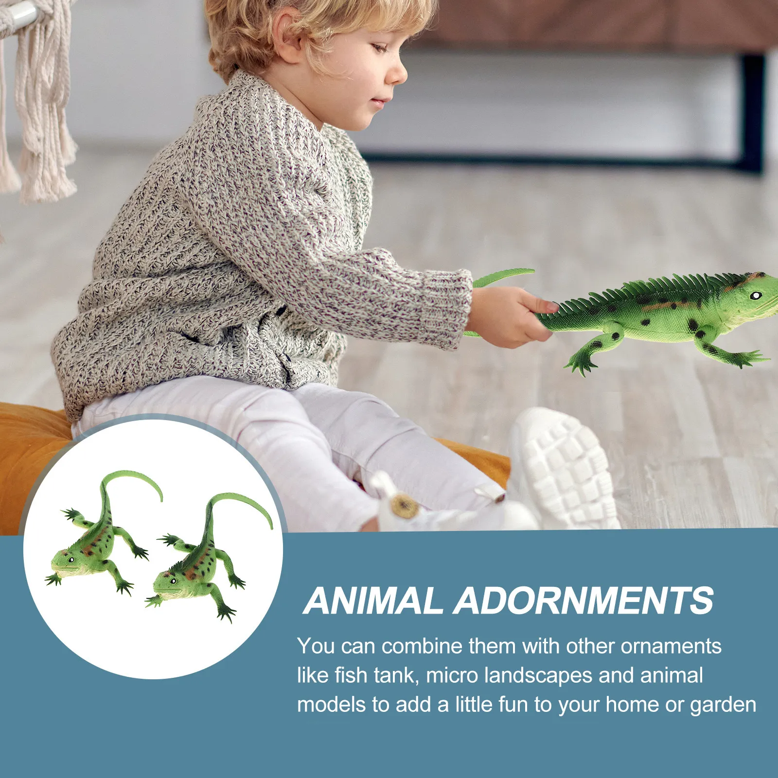 2Pcs 시뮬레이션 도마뱀 소리가 나는 현실적인 인공 도마뱀 장식품 가정 정원을 위한 교육용 어린이 장난감