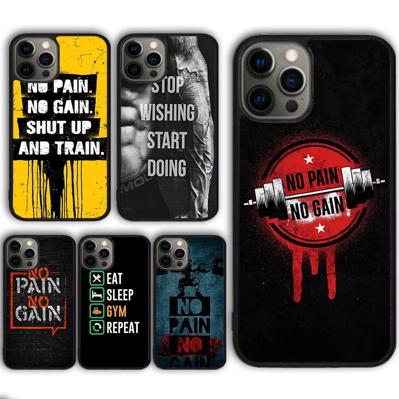 No Pain No Gain Gym Fitness Cover Per Telefono Per Iphone 15 14 Plus 11 12 Mini 13 Pro Max Apple 6 7 8 X Xr Xs Max