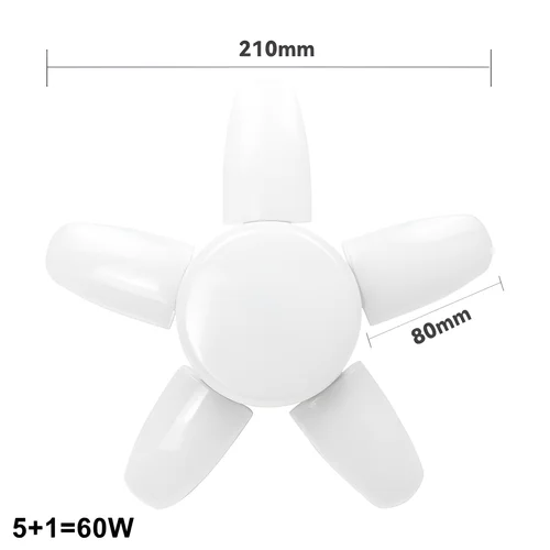LED 전구 팬 블레이드 타이밍 램프 E27 28W 60W 접이식 Led 전구 램프, 가정용 천장 조명 리모콘 220V 110V 2