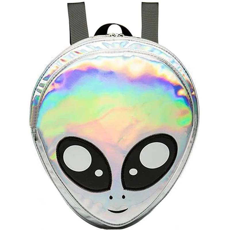 Alien Shaped Backpack for Women Fashion Laser Girls School Bag for Teenagers Female Traveling Backpack Green Cartoon Purse 2022