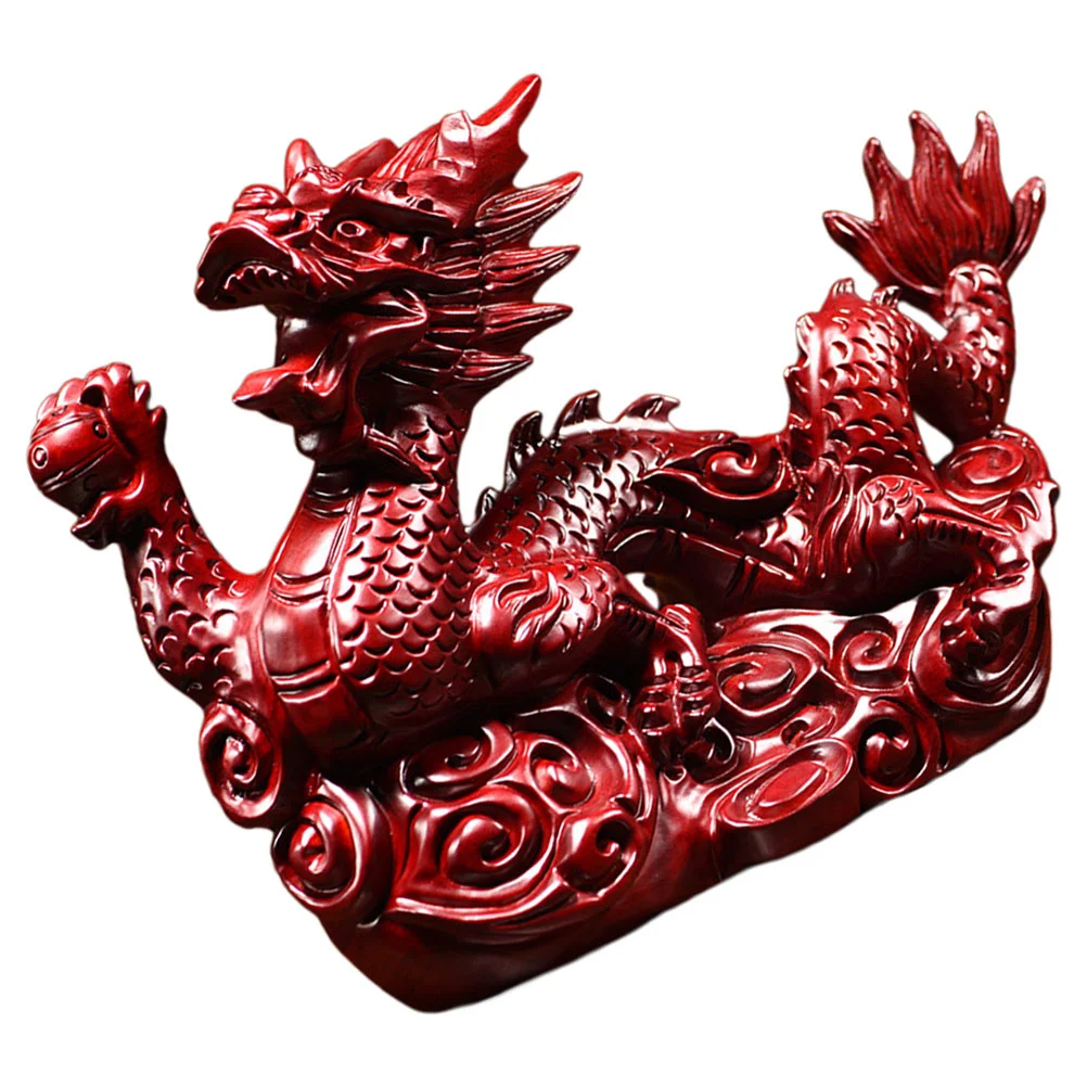 

Chinese Feng Shui Dragon Statue Wooden Carved 2024 New Year The Dragon Mascot Sculpture Zodiac Animal Figurine Luck Success Home