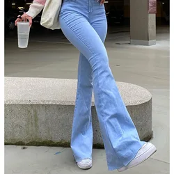 2021 nova moda de cintura alta cor clara denim calças de brim calças de brim