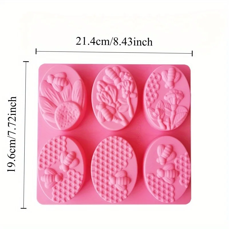 1pc Silicone 6 Elliptical Bee Soap Molds, DIY Aromatherapy Handicraft Making Soap Mold Candle Mold