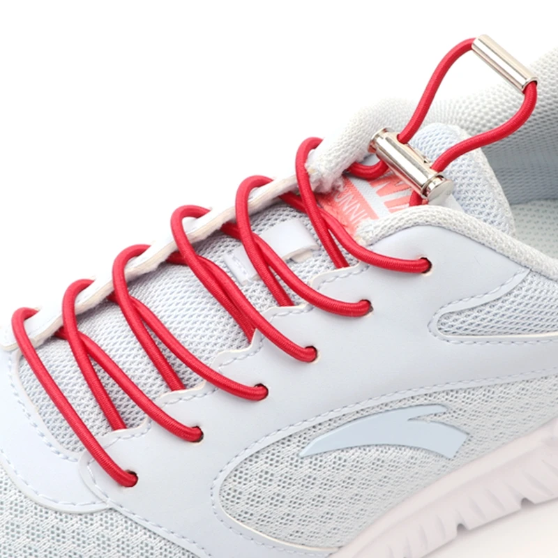 Runde Schnürsenkel mit Metallspitze, elastische Schnürsenkel ohne Binden, Feder-Verschluss, schnelles An- und Ausziehen, Lazy Laces für Sneaker-Zubehör