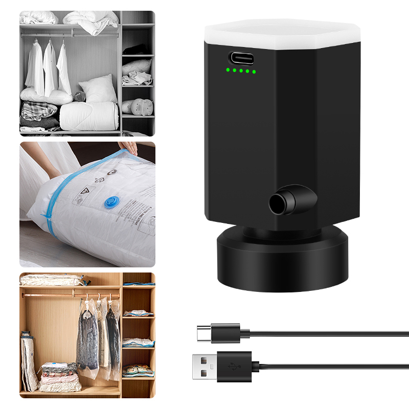Portable Air Pump USB Rechargeable Pump for Vacuum Storage Bags, Universial Travel Pump for Compress Clothes, Luggage, Blanket