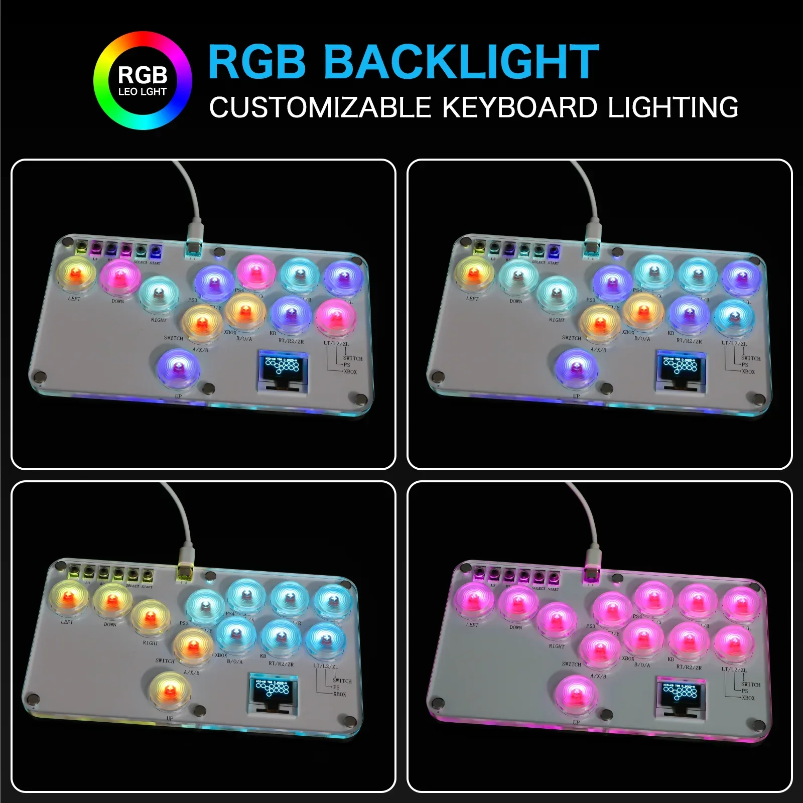 Stickless Arcade Stick 12Keys All-Button Mini Fighting Game Arcade Stick Leverless Controller Fight Sticks for PS3/PS4/PC/Switch