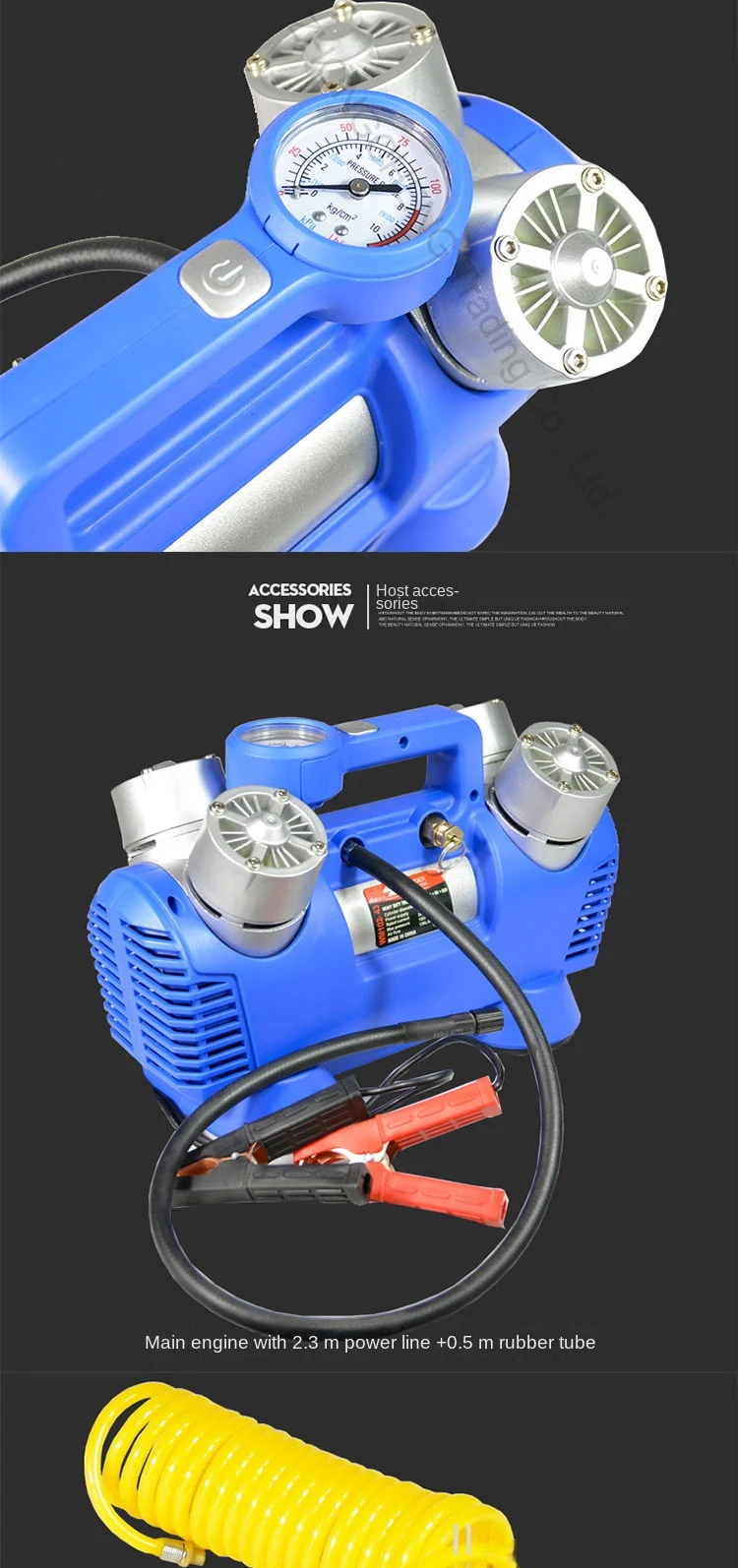 Vehicle-mounted Inflation Pump 12v Double-cylinder Four-cylinder High-pressure S