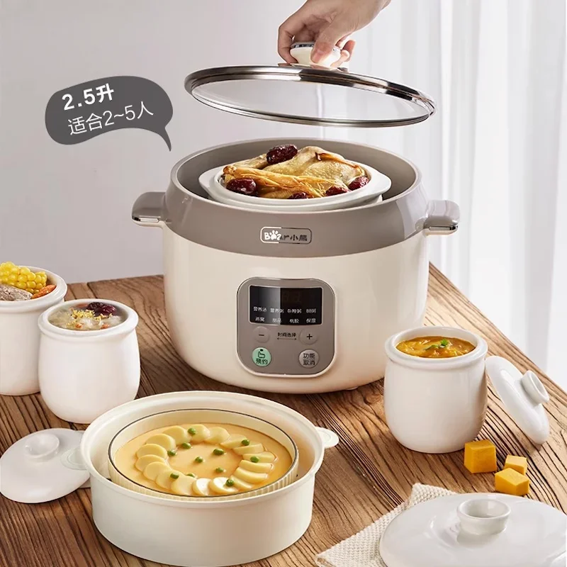 Bear Ceramic slow cooker crock pot Cuisine intelligente 4L Electric cooker stew pot Casserole sous vide Home appliances