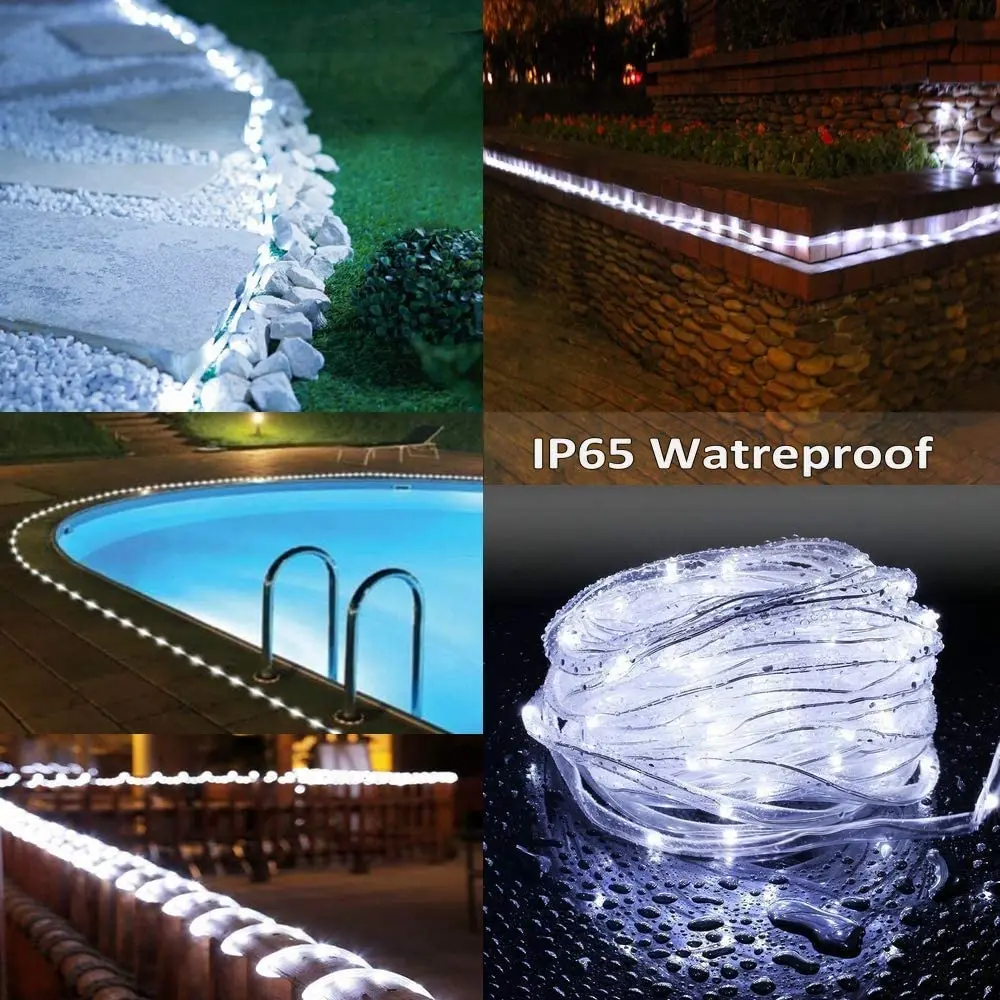 Led Rope Fairy Lights USB 5/10/20M Waterproof White Tube String Lights Outdoor Garden Street Decorations USB Powered 8 Modes
