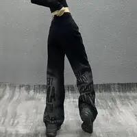 Denim Jeans Luxury Pants for Women 2025 Women's Summer Trousers Straight Loose Patchwork Trend Long Tie Dye Vintage Elasticity - Image 3