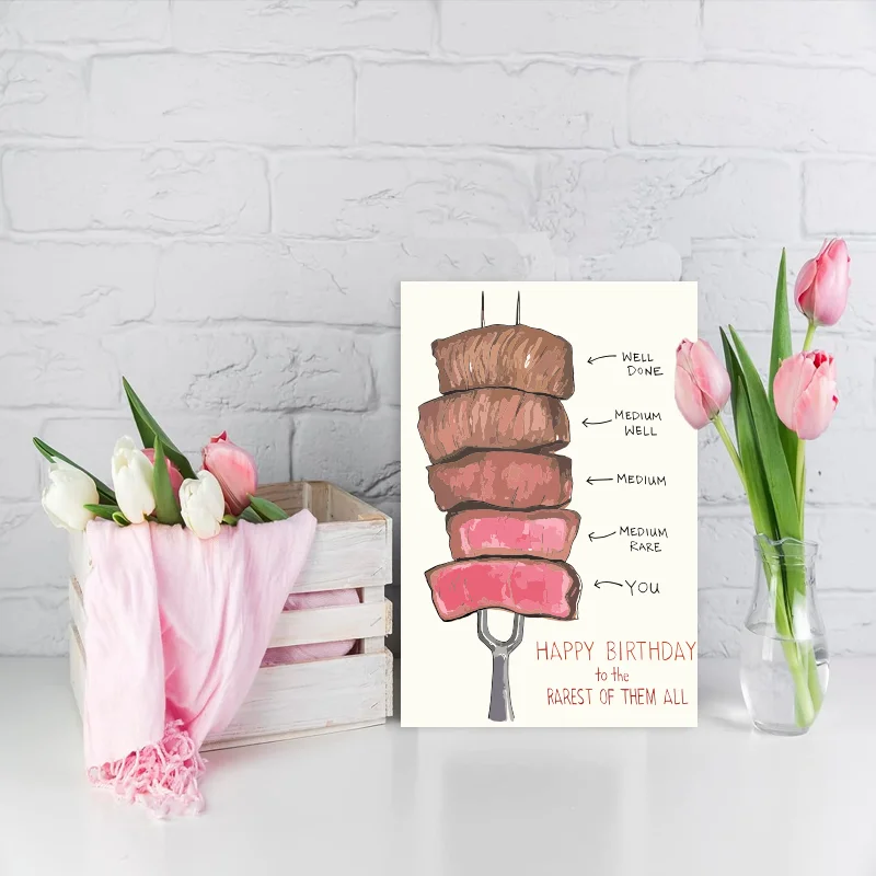 재미있는 바베큐 고기 꼬치 테마 생일 카드, 좋은 친구, 가족 및 동료가 가장 좋은 생일 카드, 1 개