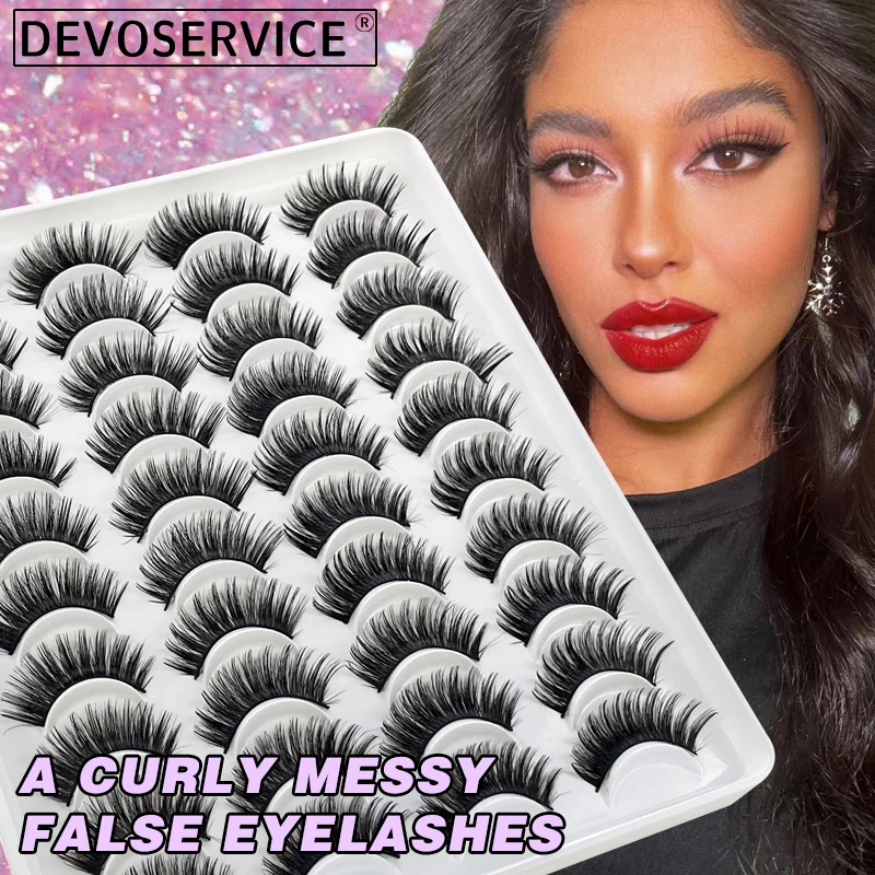 

DEVOSERVICE 20 Pairs Natural Long Curl False Eyelashes 3D Mink Faux Lashes Maquiagem Thick Short Eyelash Extensions Makeup