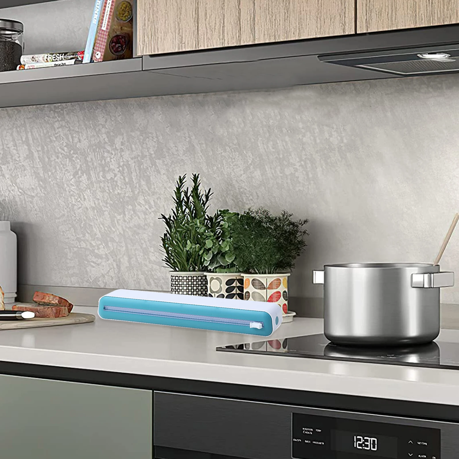 Saran Wrap Dispenser with Slide Cutter Food Cling Film Wrap Dispenser Reusable Dispenser for Food Packaging in Restaurant