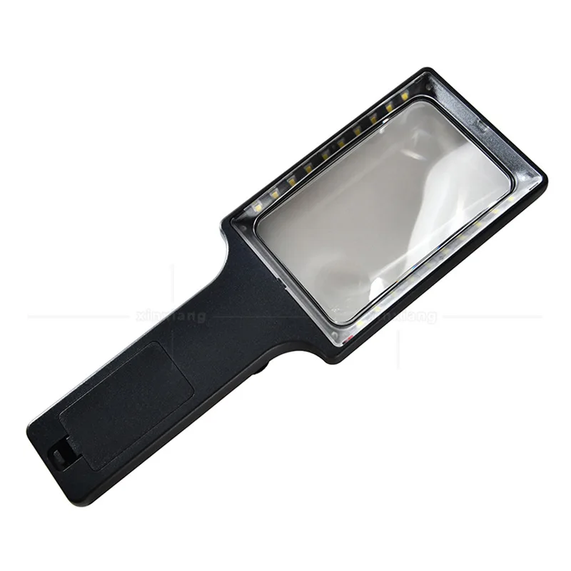 휴대용 확대경, 고화질 및 고배율 3-8X, 20 LED 조명, 사각형 모양
