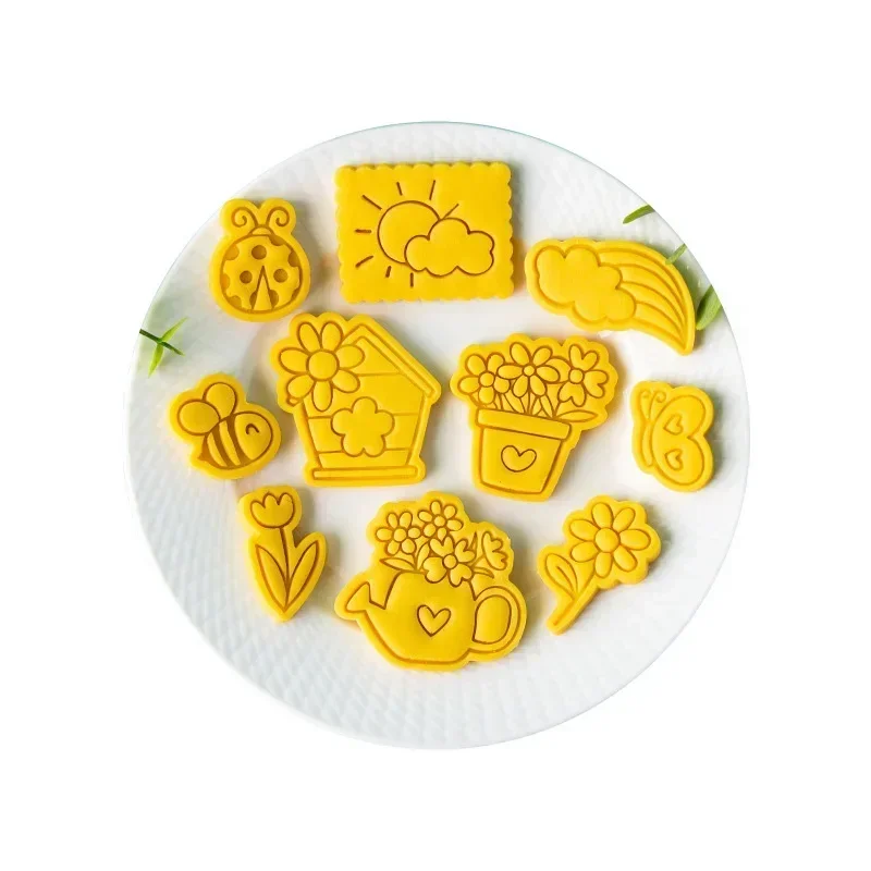 Weather Spring Collection Cookie Mold Bee Flower Rabbit Umbrella Sun Fondant Embosser Cutter Easter Birthday Cake Decoating Tool cookie cutter baking mold cookie mould cookie printing mold fondant cutter baking decorating tools cookie maker press kit