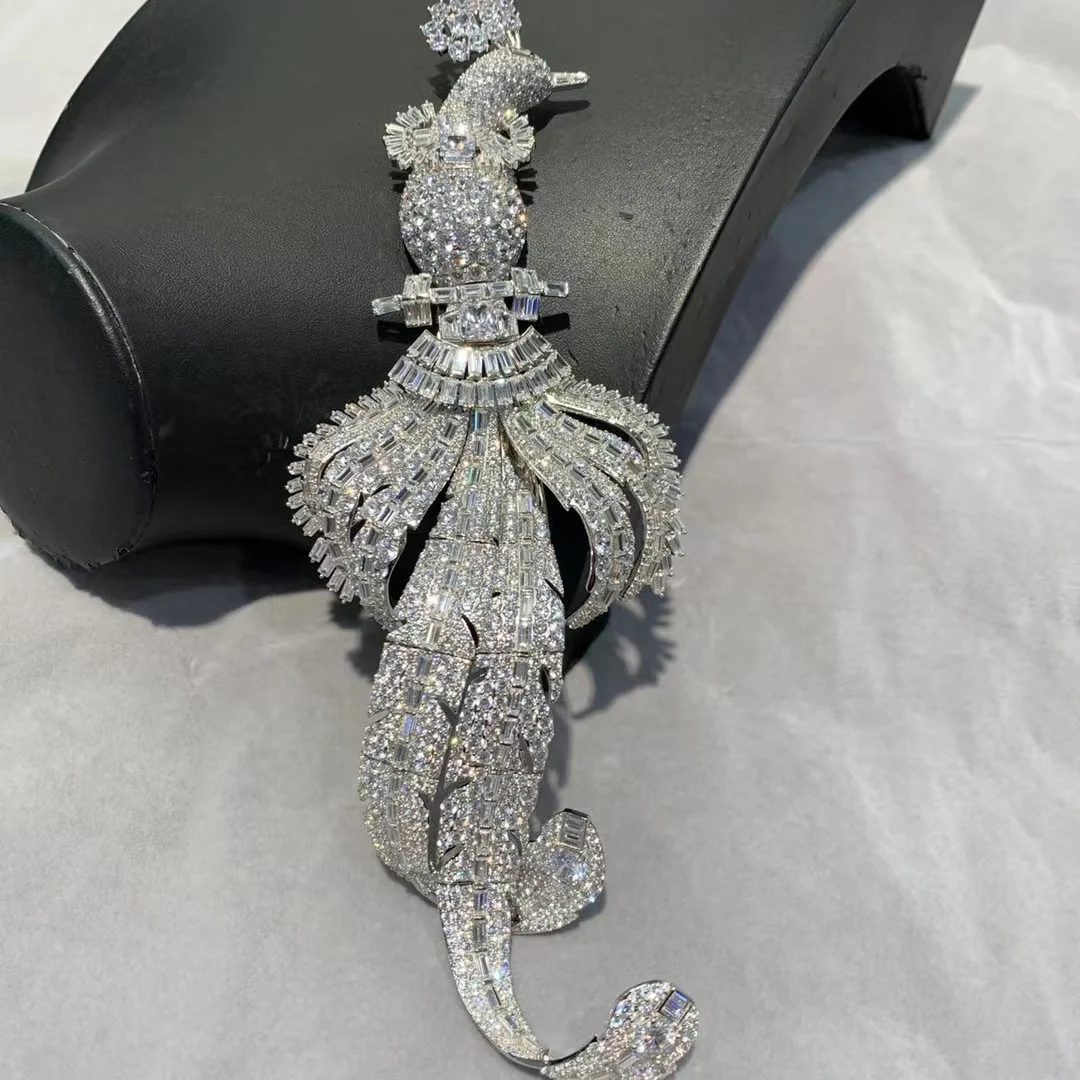 big brooch luxury exaggerate bird phoenix brooch 925 sterling silver with cubic zircon vintage fine women jewelry 23*8CM 2 big brooch luxury exaggerate bird phoenix brooch 925 sterling silver with cubic zircon vintage fine women jewelry 23*8CM - Image 2