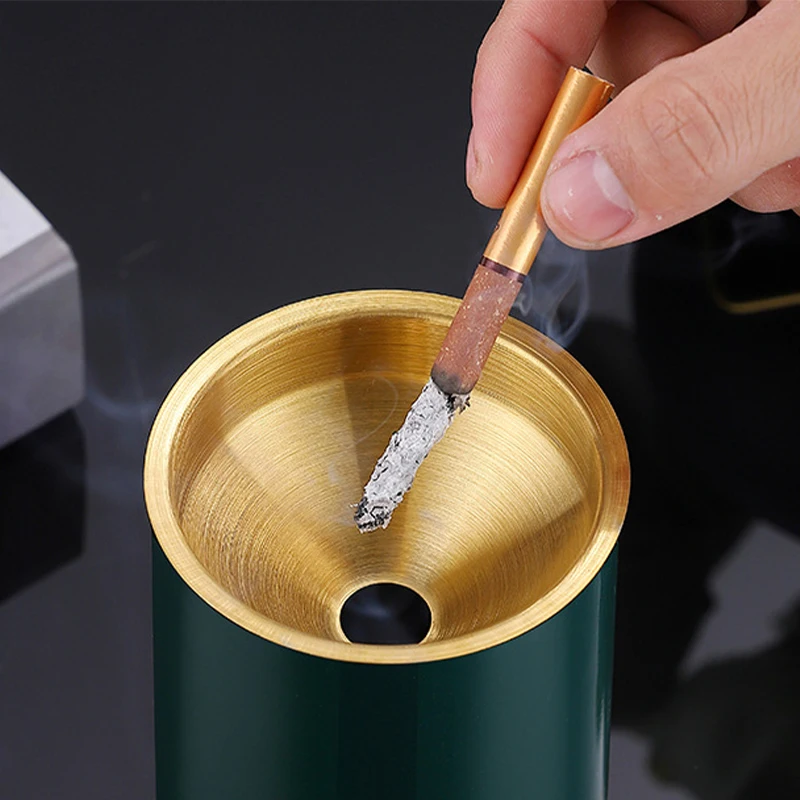 Ashtray Round Windproof Stainless Steel Smokeless Cigar Ashtray Terrace Indoor stainless steel ashtray metal ashtray
