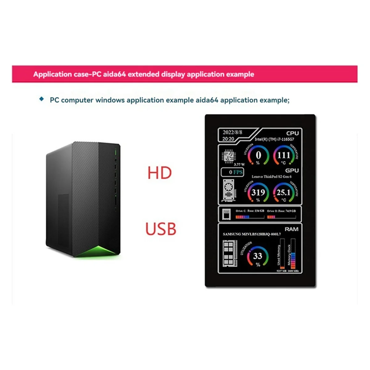 For Raspberry Pi 5 Display 5 Inch Capacitive Touch Screen HDMI-Compatible for Raspberry Pi 4B/3B/Orange LCD Display